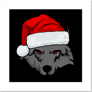 santa wolf christmas design Posters and Art